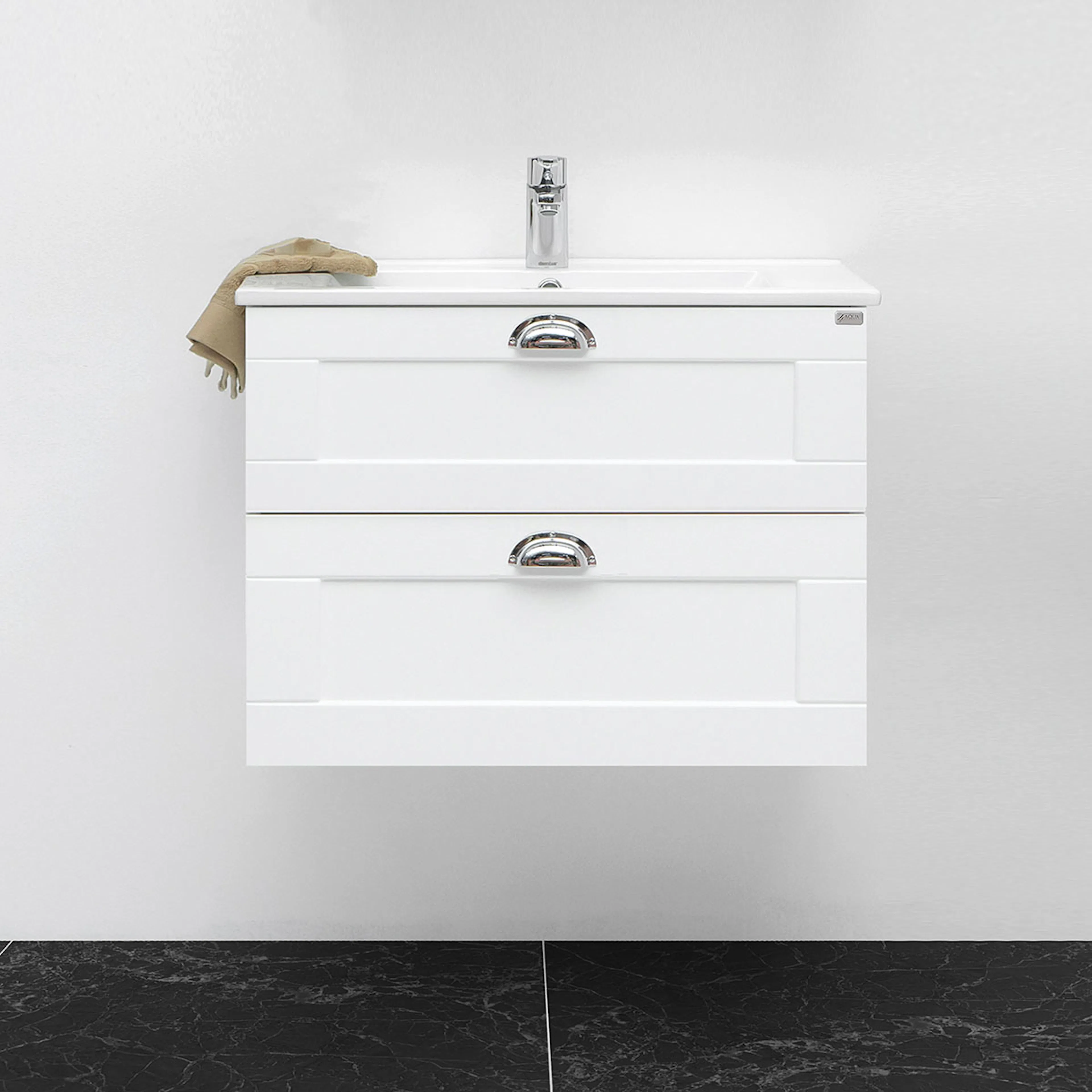 Tvättställsskåp 4AQUA Slim H Med 2 Lådor & Ramlucka