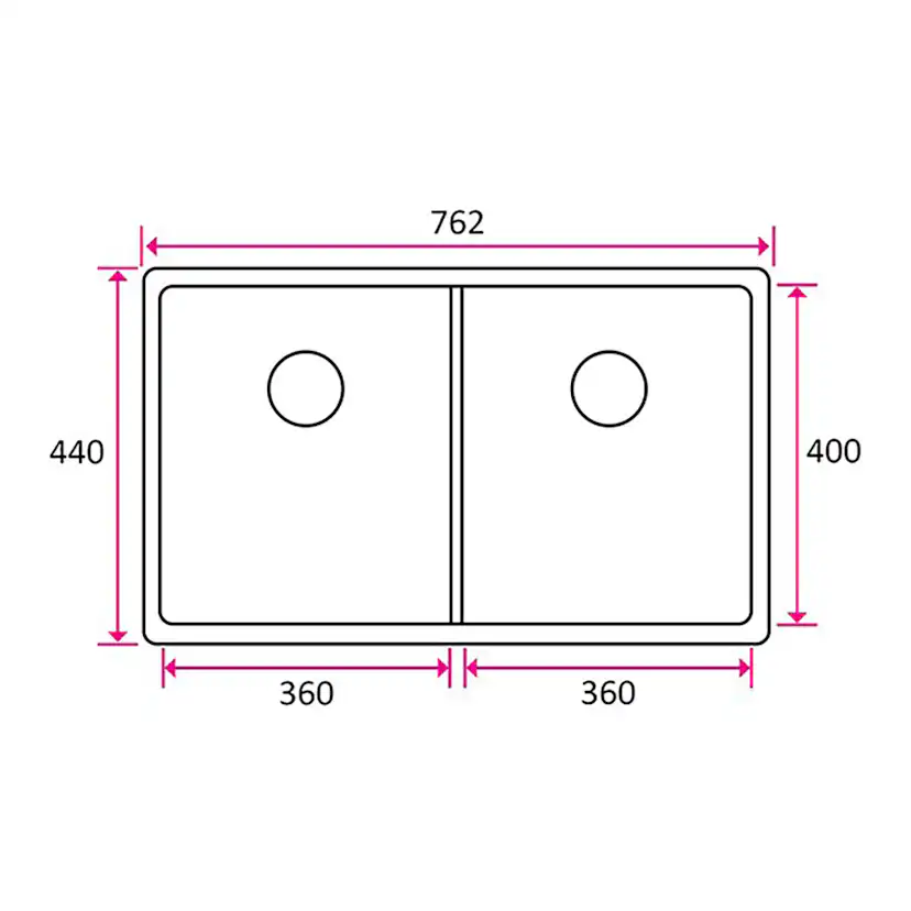 Diskho Stala ULTRA-36-36-LD Dubbel för Kök och Tvättstuga i Stål