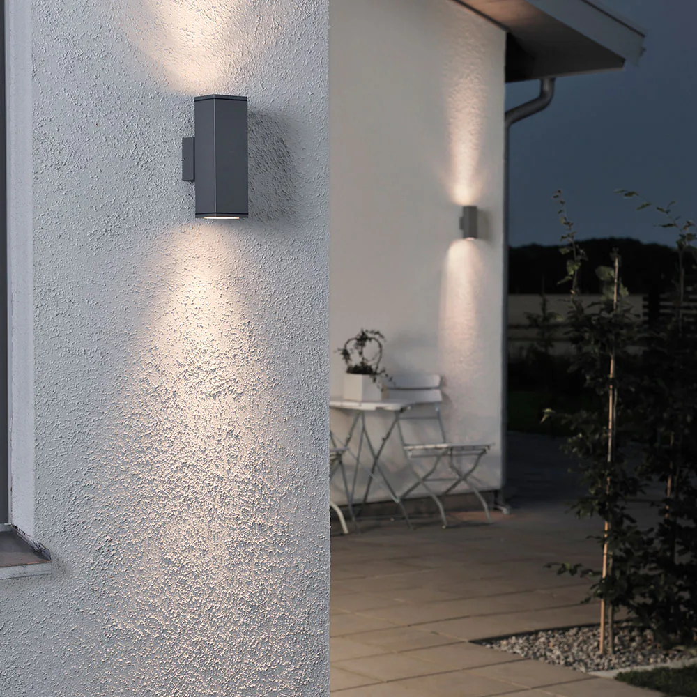 Vägglykta Gnosjö Konstsmide Monza Upp/ned Kvadratisk GU10 Mörkgrå