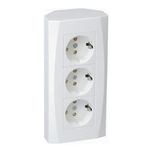 Vägguttag Malmbergs Nova Utanpåliggande 3-Vägs Hörndosa