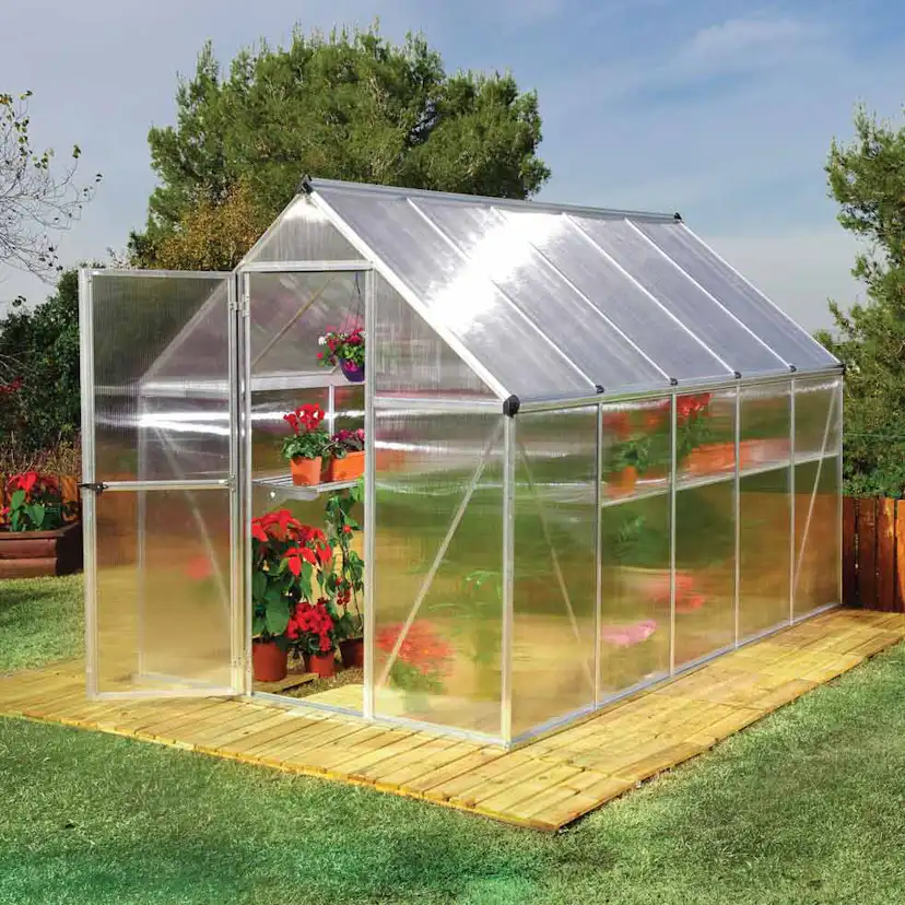 Växthus gop Multi Line Mythos Aluminiumram med UV-Skyddat Polykarbonatglas, 5.7 m²