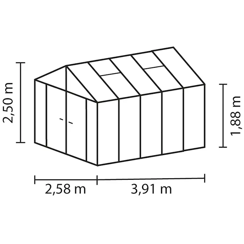Växthus Vitavia Poseidon Aluminiumstomme med UV-Skyddat Polykarbonat & Härdat Glas, 10 m²