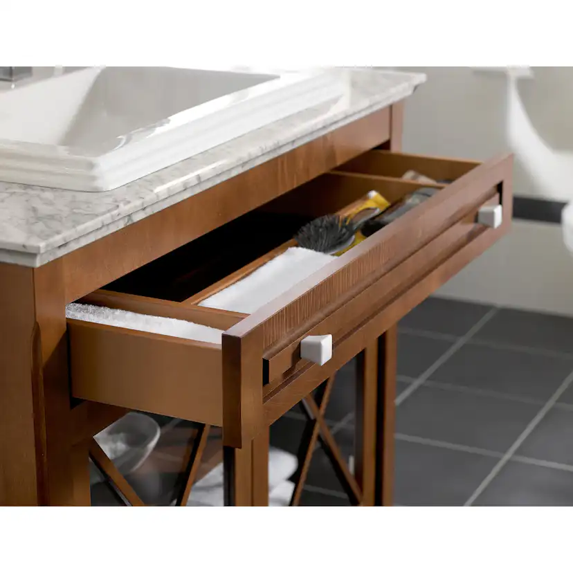 Tvättställspaket Villeroy & Boch Hommage 985 Trä med Bänkskiva i Vit Marmor