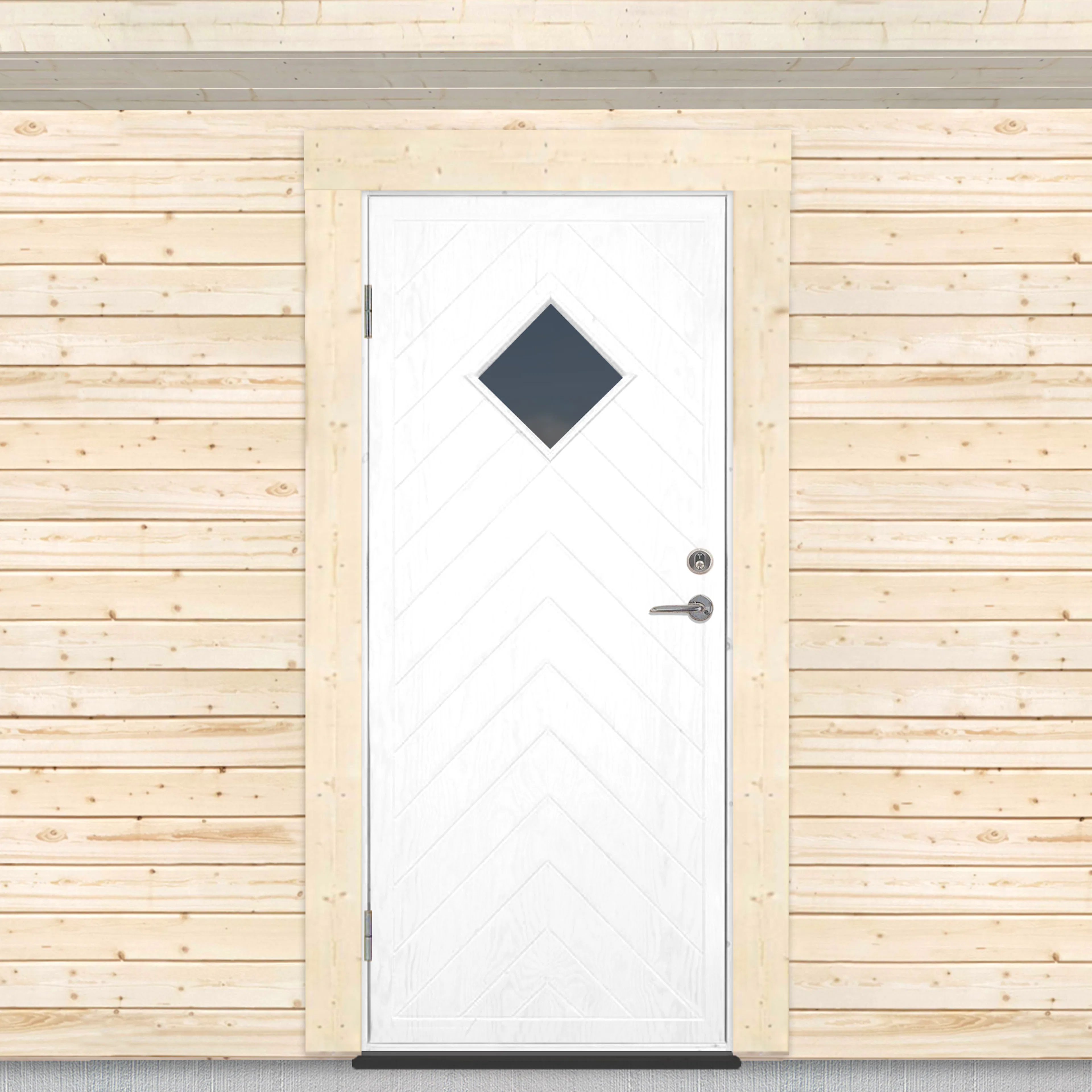 Varmförrådsdörr Sveadörren Fiskben Grundmålad