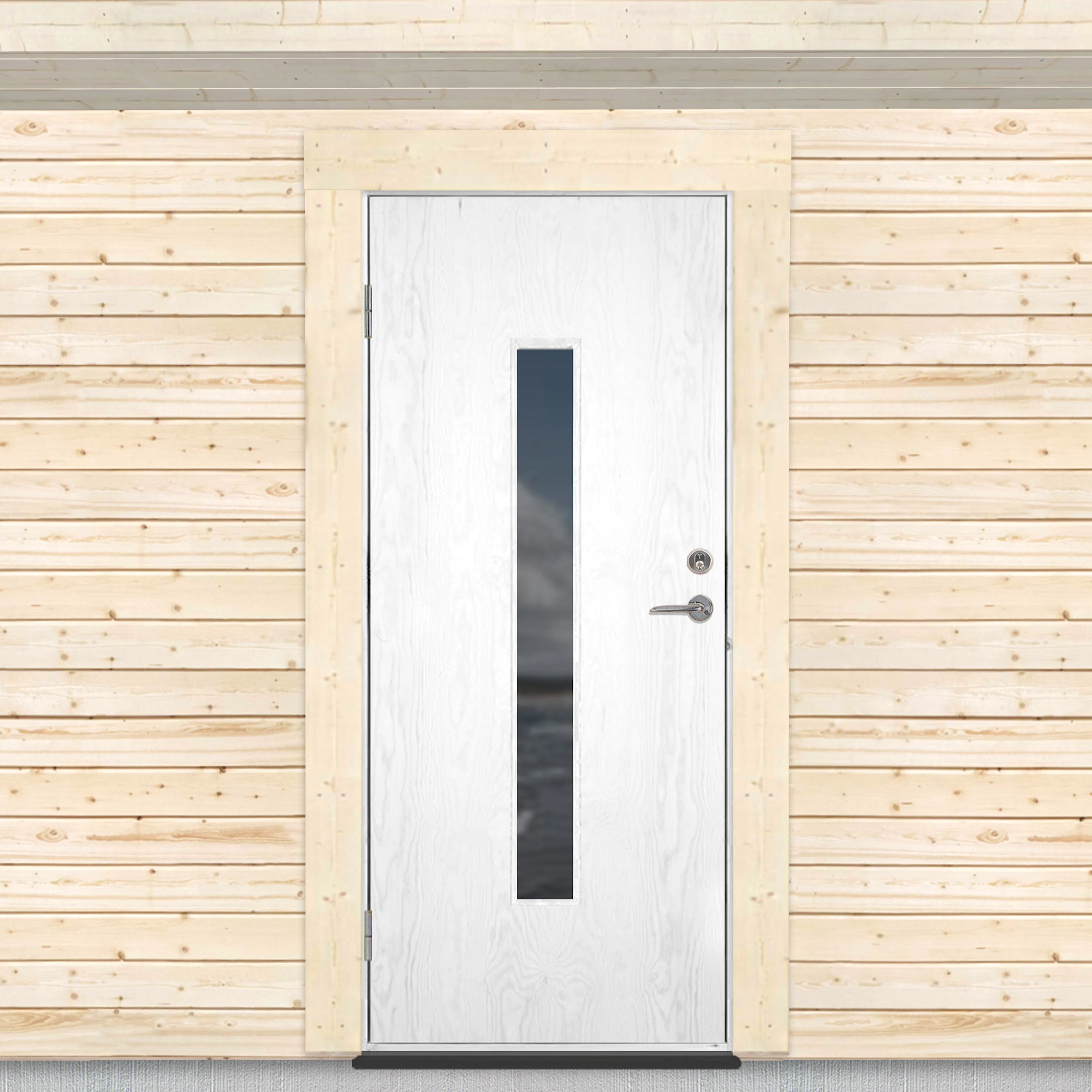 Varmförrådsdörr Sveadörren Avlångt Fönster Grundmålad