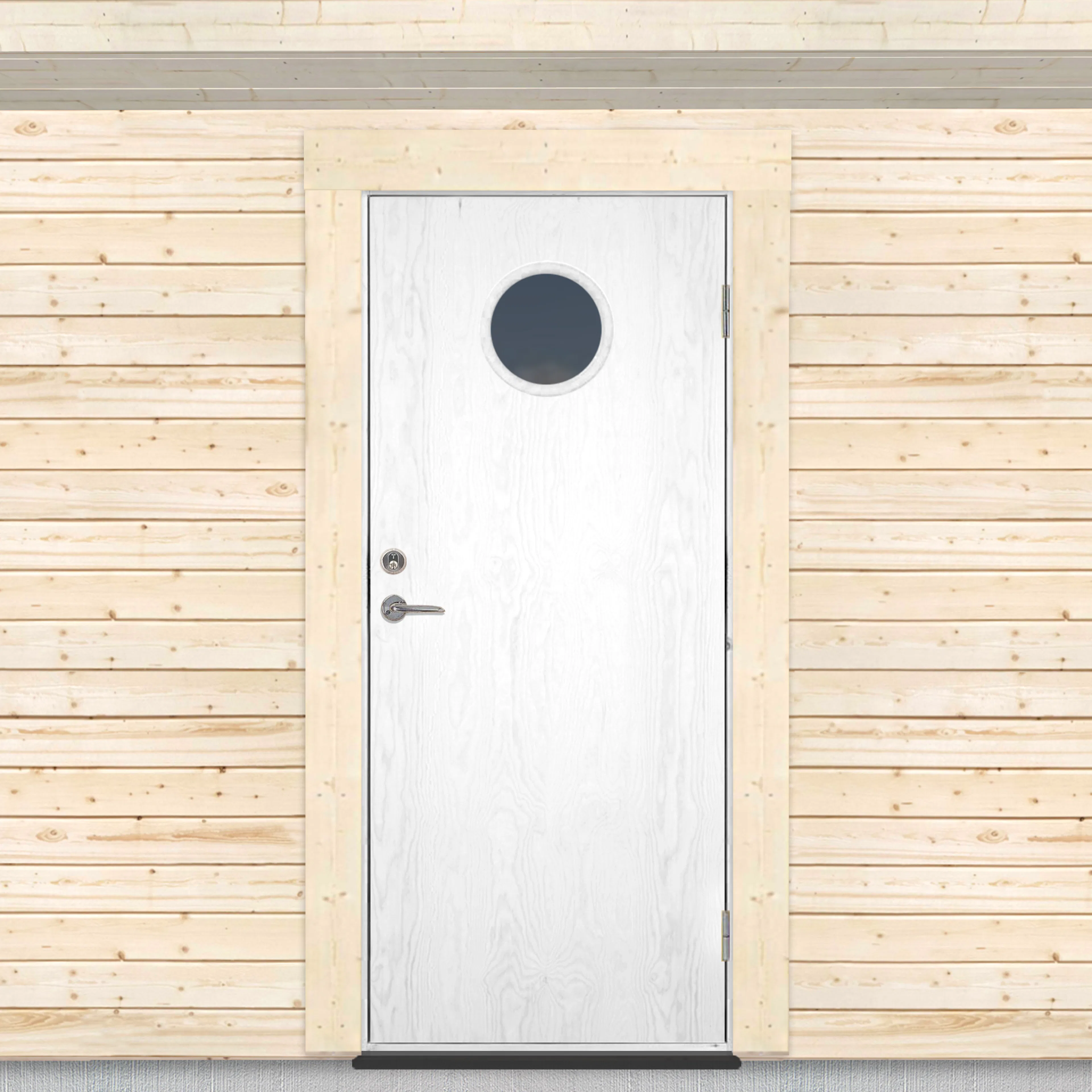 Varmförrådsdörr Sveadörren Runt Fönster Grundmålad