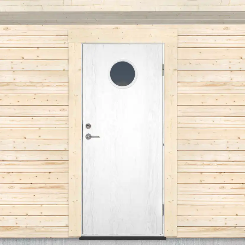 Varmförrådsdörr Sveadörren Runt Fönster Grundmålad