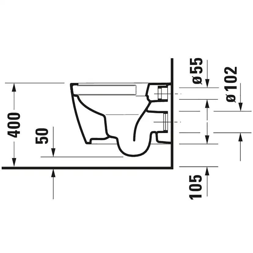 Vägghängd Toalettstol Duravit ME by Starck Rimless 253009 utan Toalettsits