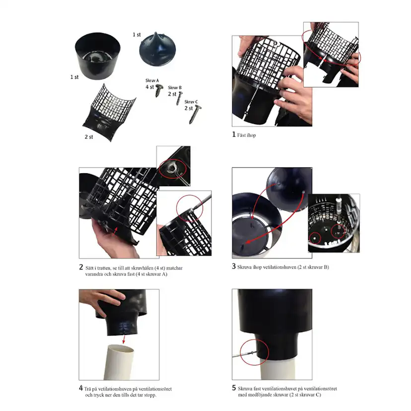 Ventilationshuv Separett för Förbränningstoaletter