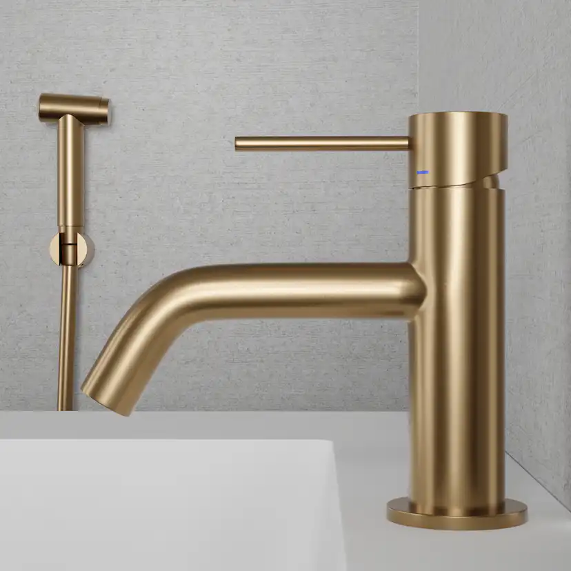 Tvättställsblandare Scandtap Steel Voyage med Sidodusch