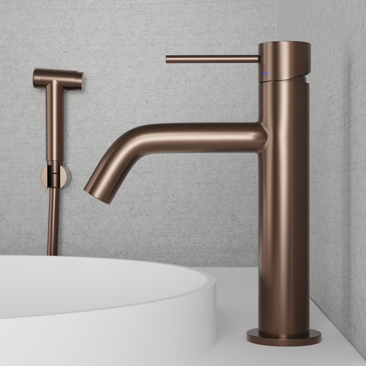 Tvättställsblandare Scandtap Steel Voyage Medium med Sidodusch