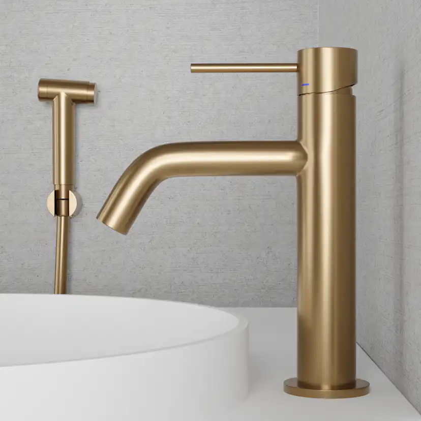 Tvättställsblandare Scandtap Steel Voyage Medium med Sidodusch