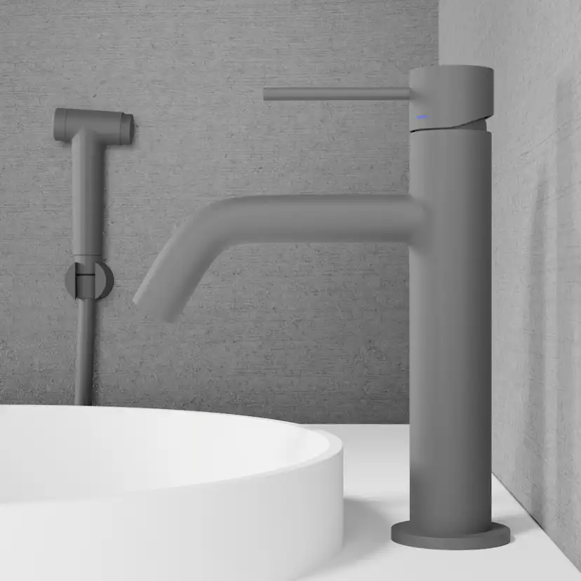 Tvättställsblandare Scandtap Steel Voyage Medium med Sidodusch