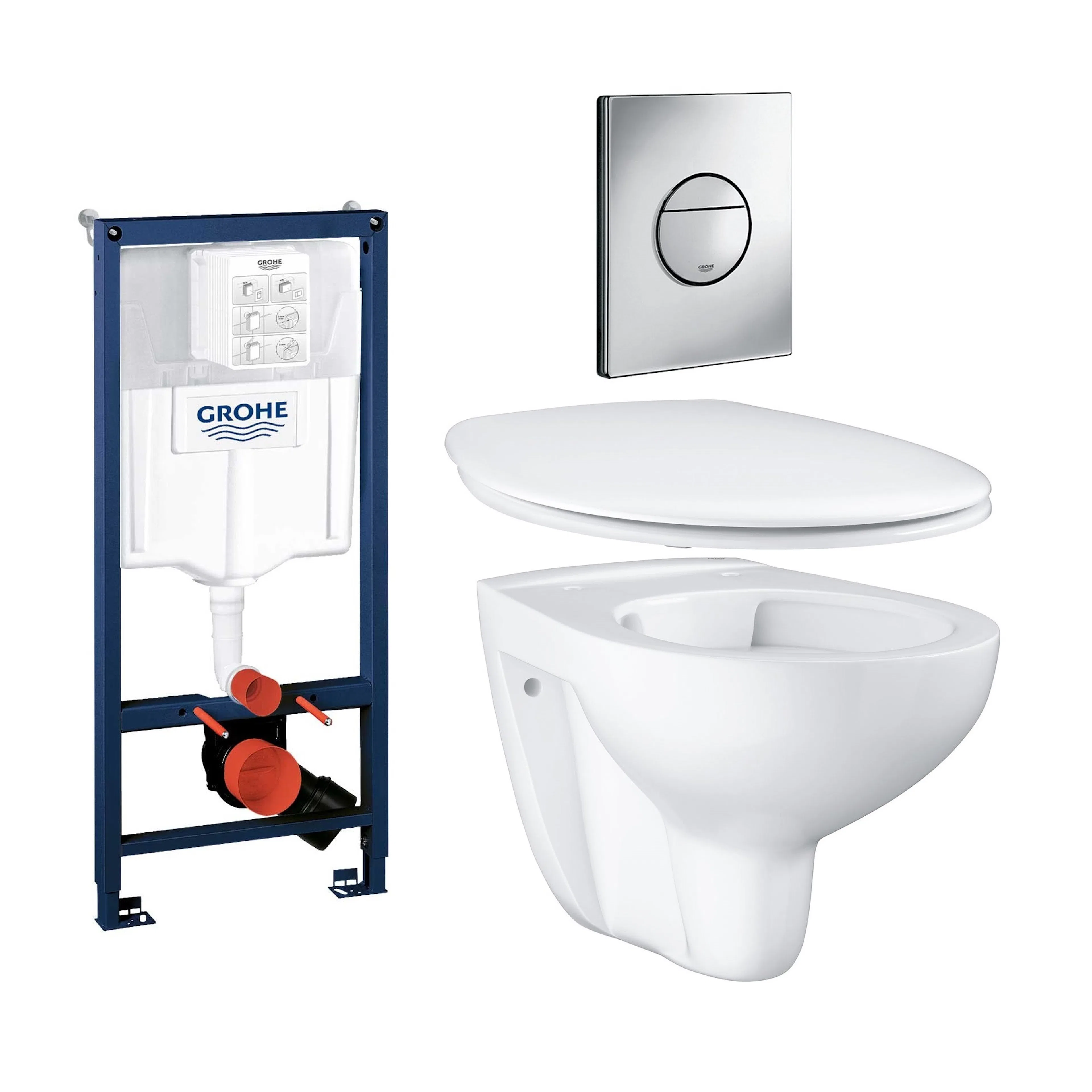 Vägghängd Toalettstol Grohe Bau Ceramic 39427 Komplett