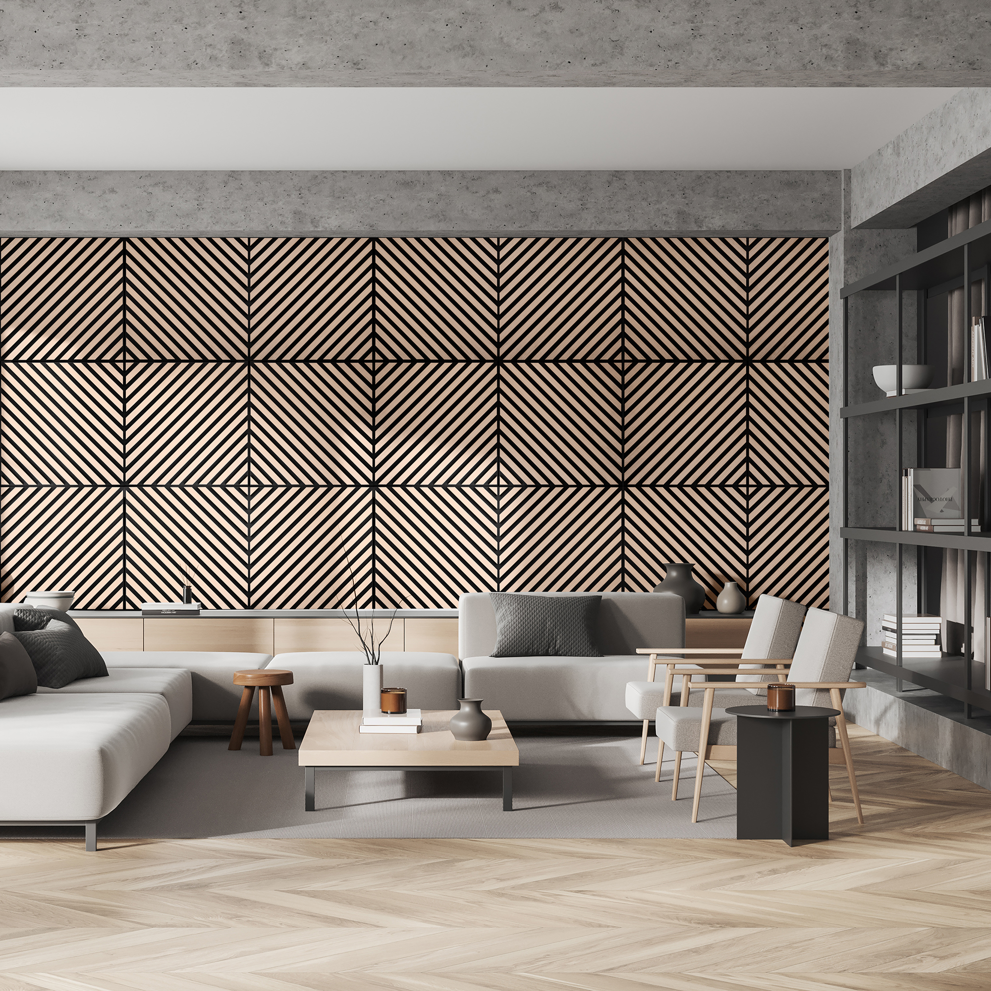 Akustikpaneler NQD Smartwall Fyrkantiga 4-Pack Diagonal