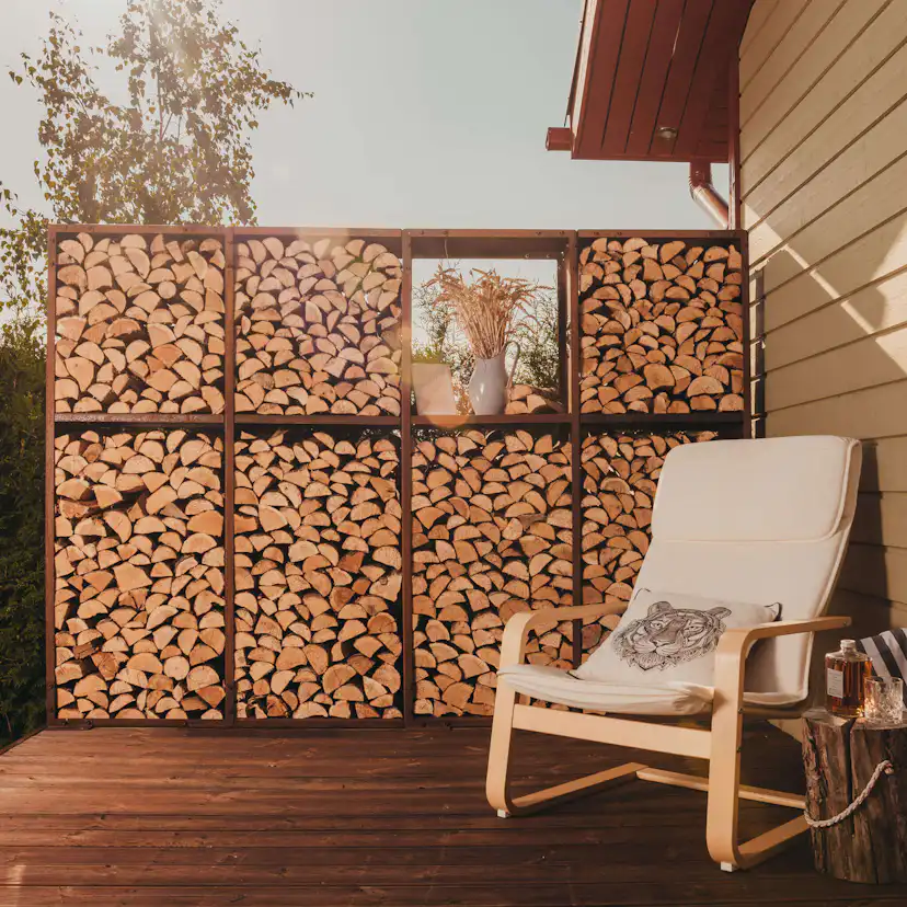 Vedförvaring GrillSymbol Cortenstål Wood-Wall-L