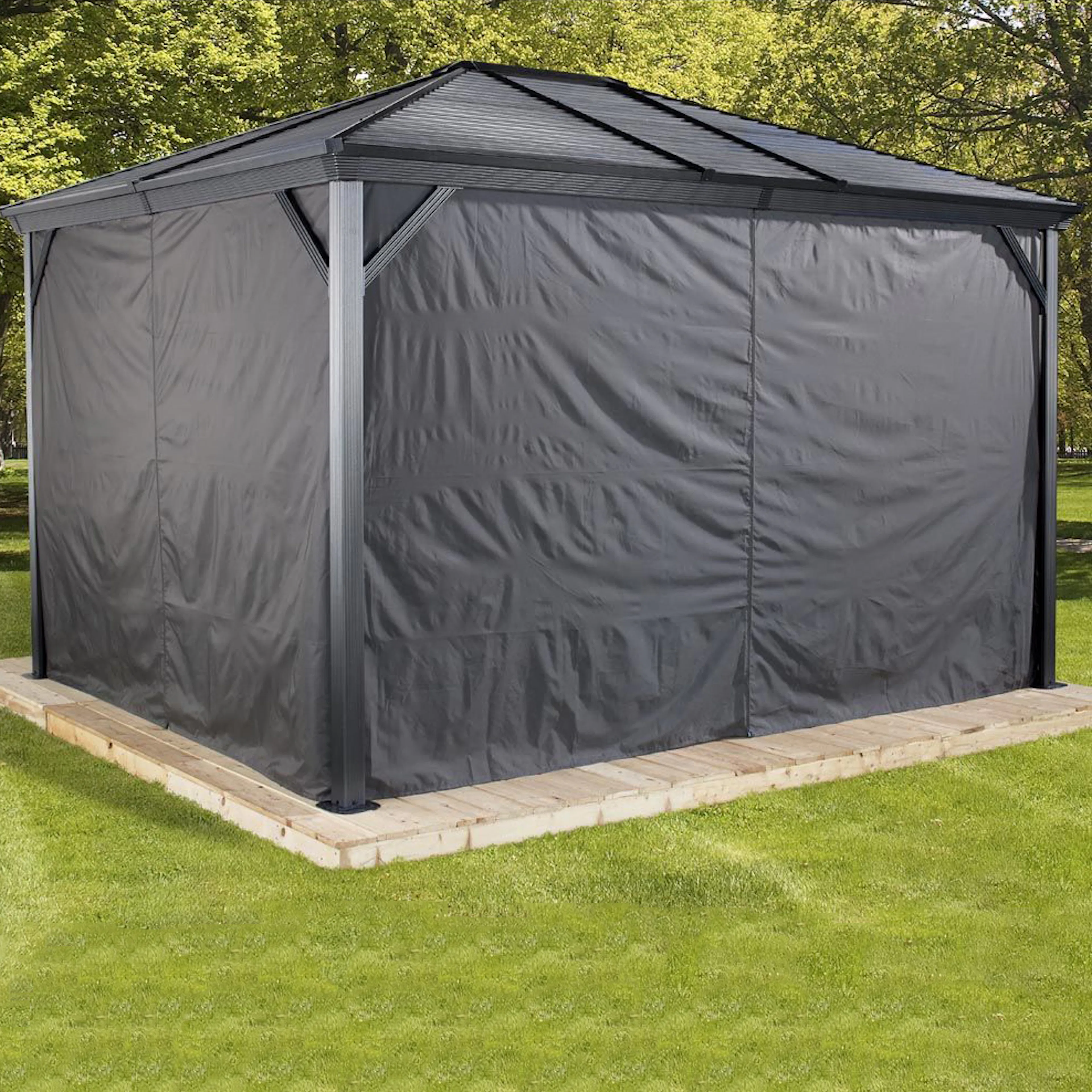 Draperi gop Ventura Svart Paviljongvägg för Trädgårdspaviljong 12m2